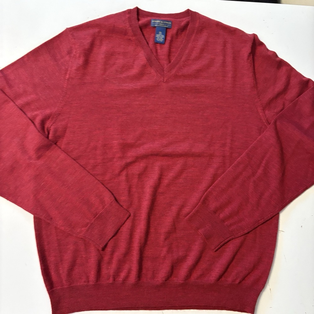 Joseph & Lyman Sweater Mens XL Maroon 100% Merino Wool Knit Long Sleeve Cozy